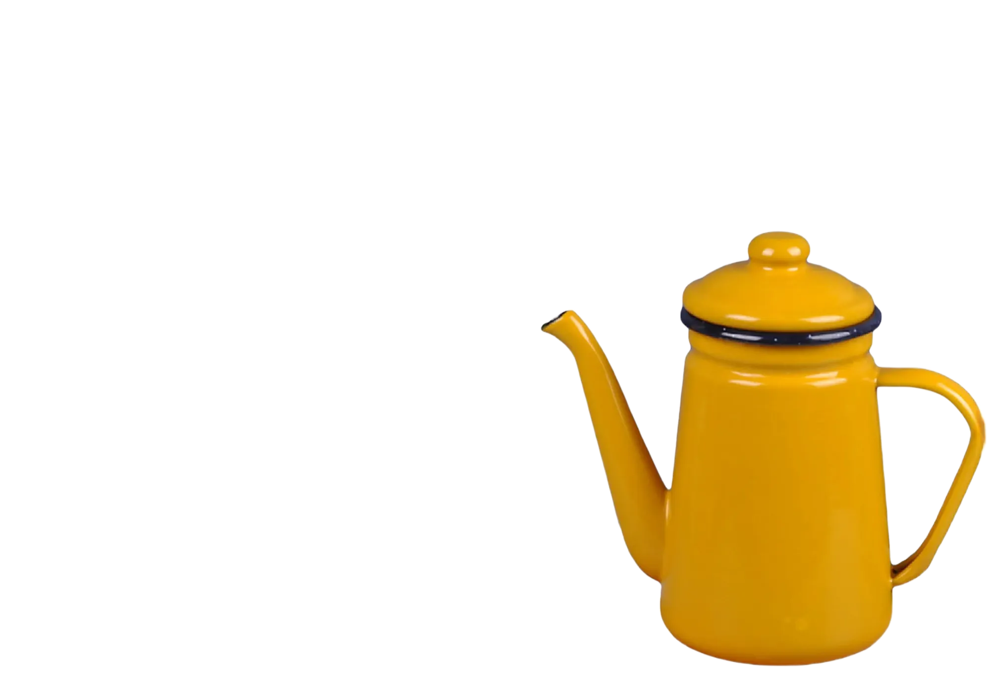 Bouilloire vintage jaune en émail